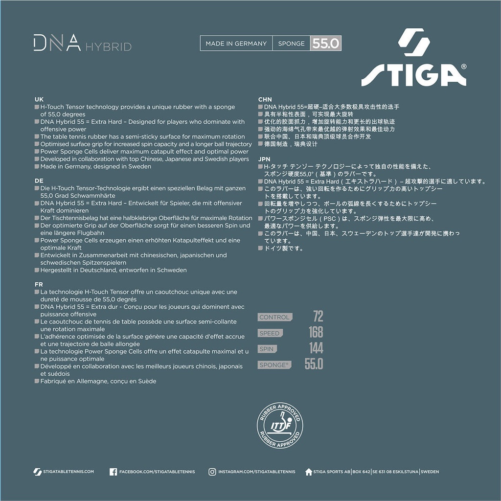 Table Tennis Rubber - Stiga DNA Hybrid 55