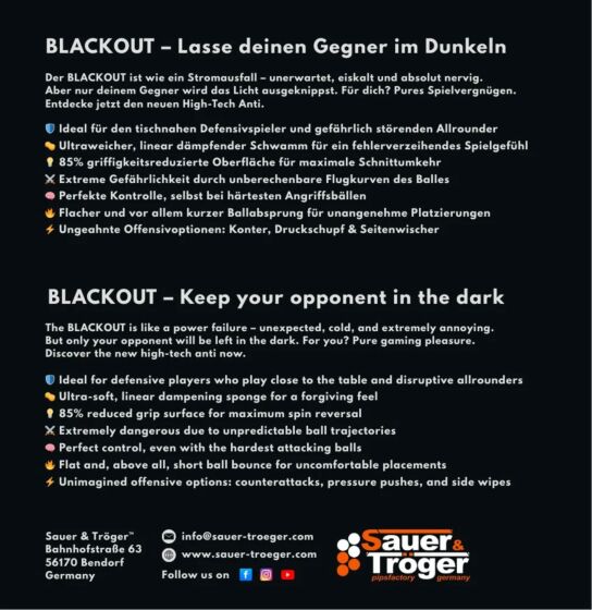 Table Tennis Rubber - Sauer & Tröger Blackout