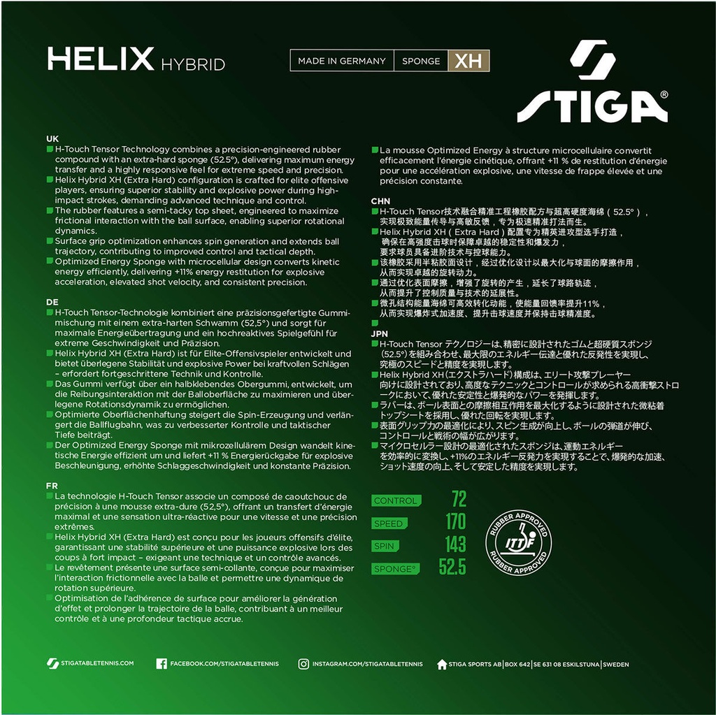 Table Tennis Rubber - Stiga Helix Hybrid XH
